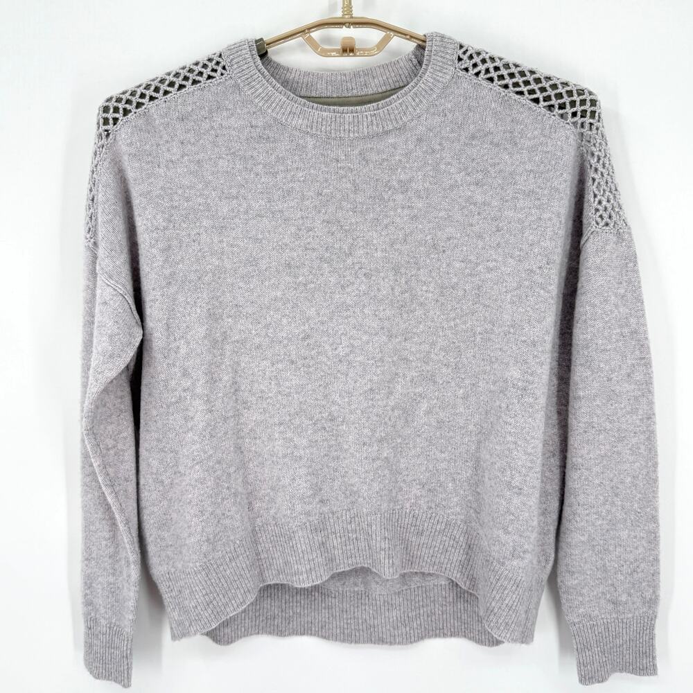 Brochu Walker 100% Cashmere Sweater Detail Shoulder Gray Oversized Size Medium
